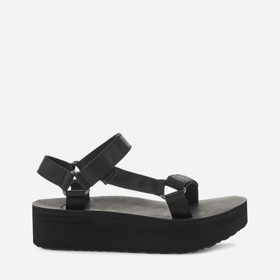 Black Teva Flatform Universal Satin Platform Sandals | 5078634